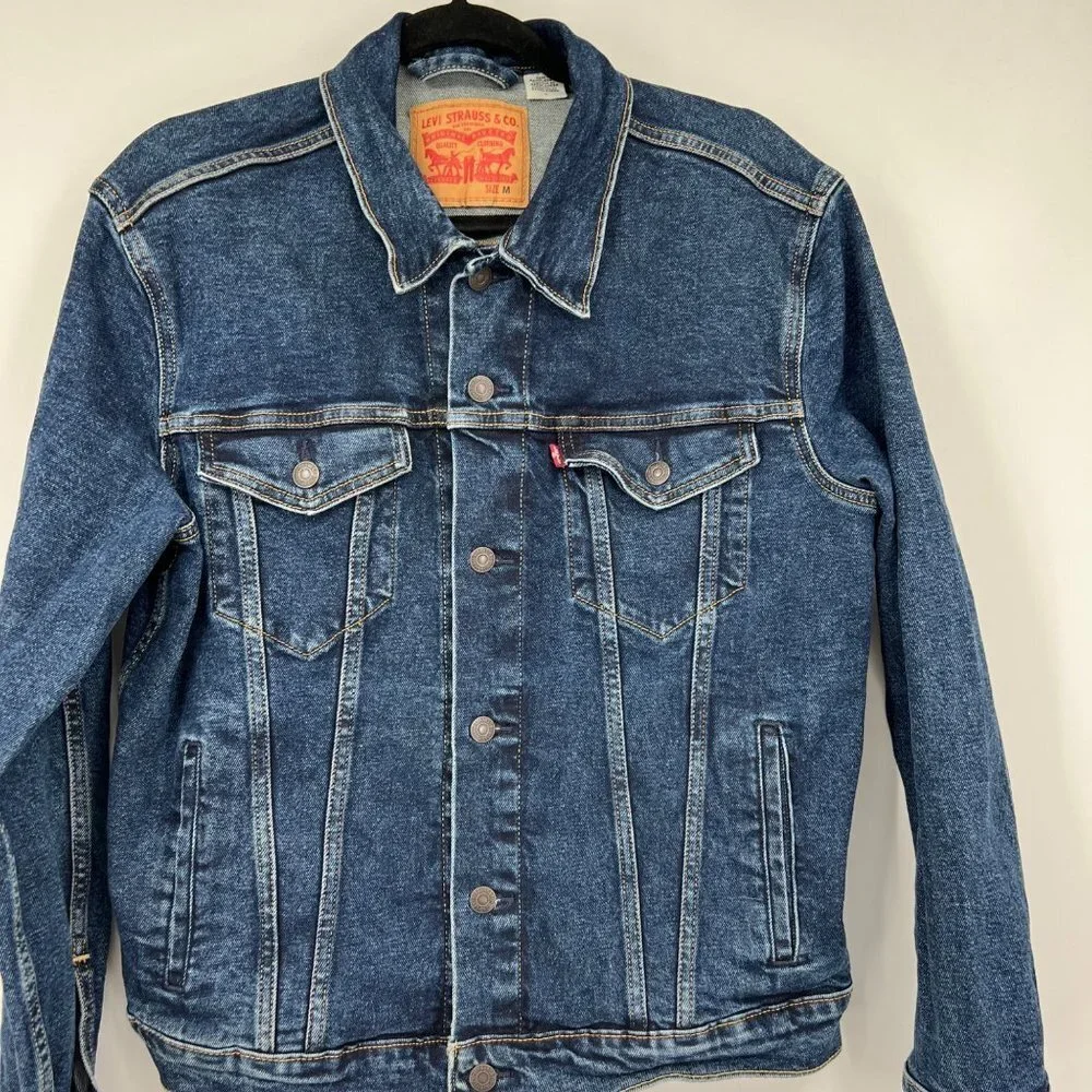 Levis Button Medium Wash Cotton Denim Jean Jacket sz M - Picture 4 of 15
